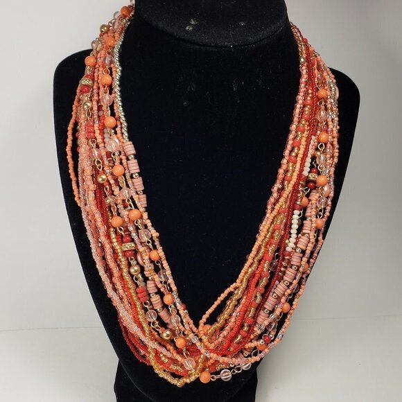 NWT Style & Co Gold tone 20" Multi Layer Colorful Multi-Bead Torsade Necklace - Picture 1 of 7
